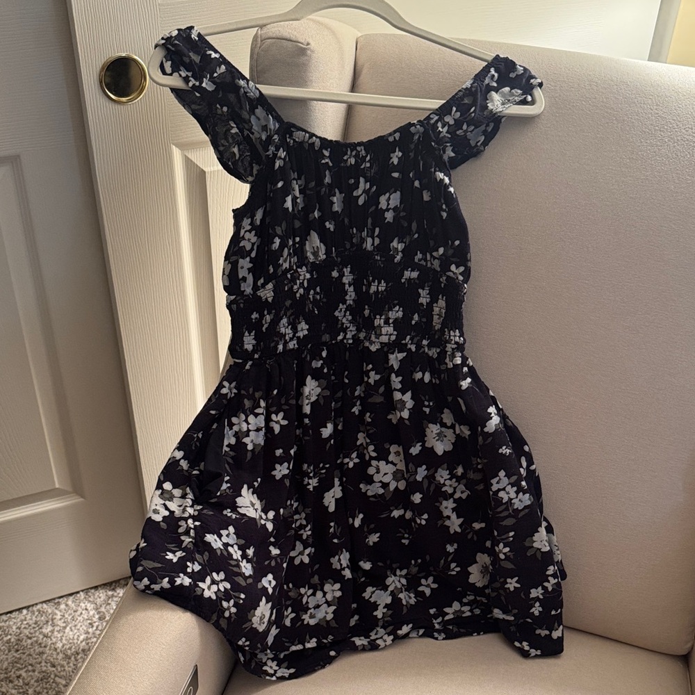 Hollister Navy and White Floral Mini Dress with Spanx!